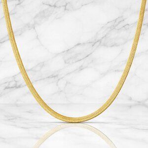 18K Herringbone chain necklace (silver OR gold)